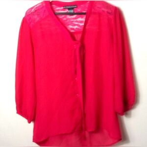 No Strings Attached M Red Blouse Top